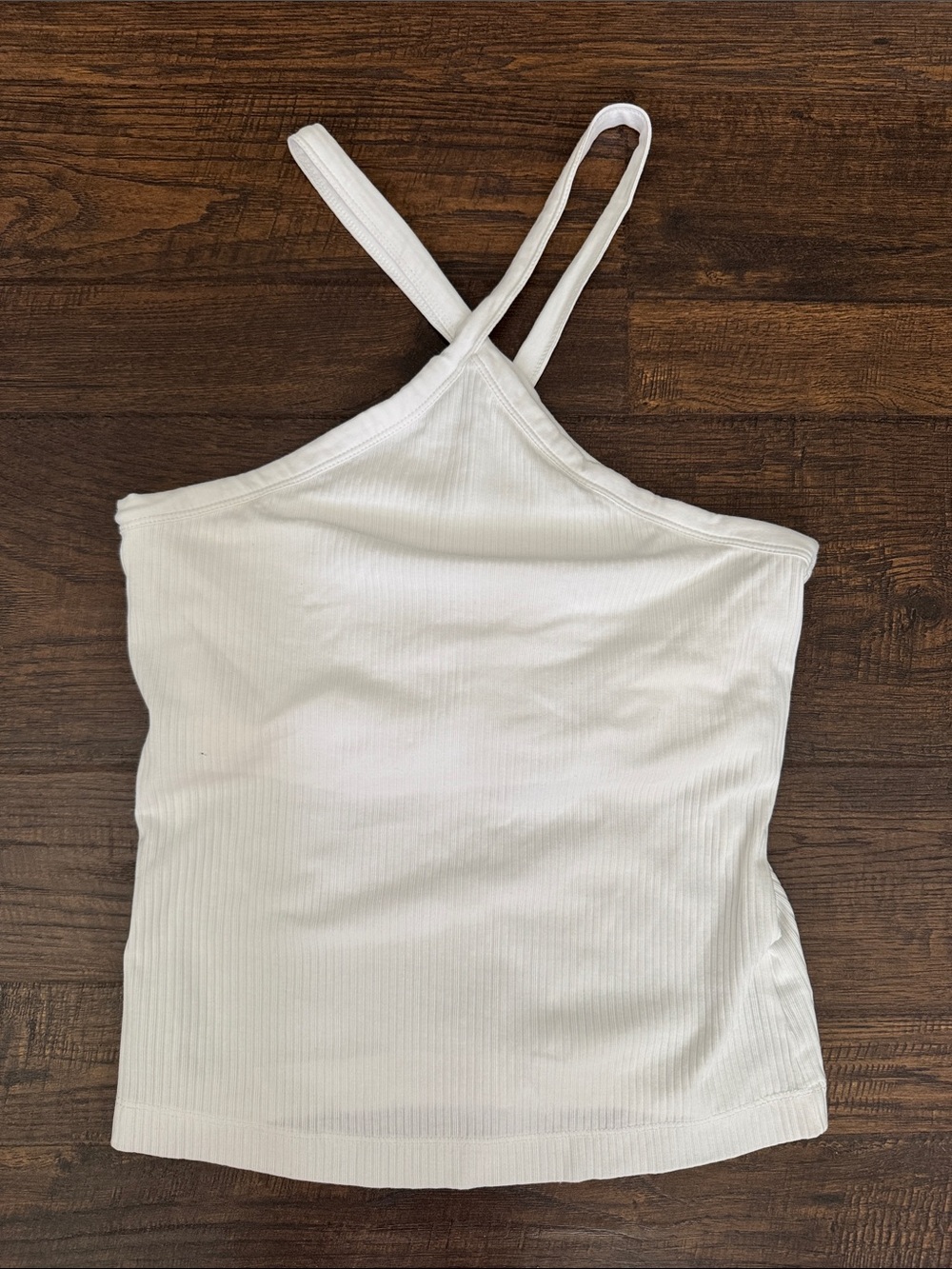 Old Navy White One-Shoulder Ribbed Cami